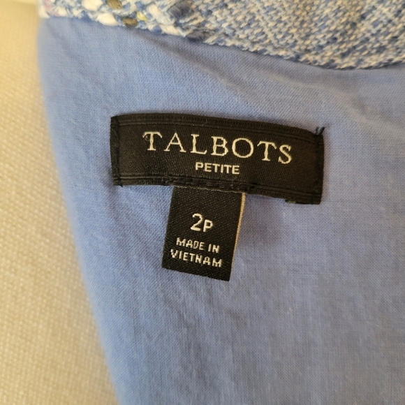Talbots Blue Striped Tweed Sleeveless Dress Size 2 Petite - Picture 6 of 6